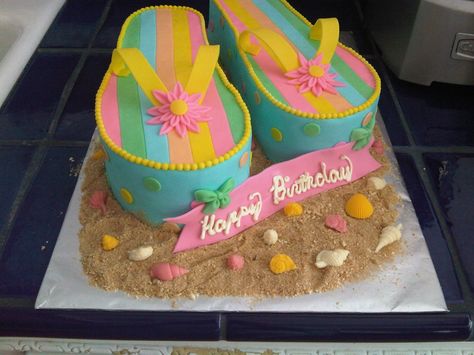 flip flop cake images | Flip Flops Flip Flop Cake Ideas, Flip Flop Cake, Flip Flop Cakes, Decorating Desserts, Pool Cake, Bottle Cake, Sugar Dough, Cake Templates, Designer Cakes