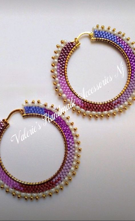 Beaded hoop earrings perfect for summer days at the beach. Stainless steel hoops. Beaded Hoops Earrings, Beads Craft Jewelry, Bead Tutorials, Bead Board, Brick Stitch Earrings, Diy Bracelet Designs, Earrings Diy, Earring Ideas, Handmade Beaded Jewelry