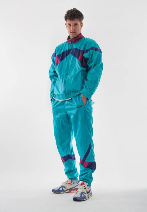 90s Tracksuit Outfit, Tracksuit Ideas, Adidas Tracksuit Mens, Workout Outfits Men, Rave Outfit Men, 90s Tracksuit, Retro Tracksuit, Windbreaker Tracksuit, Lacoste Tracksuit