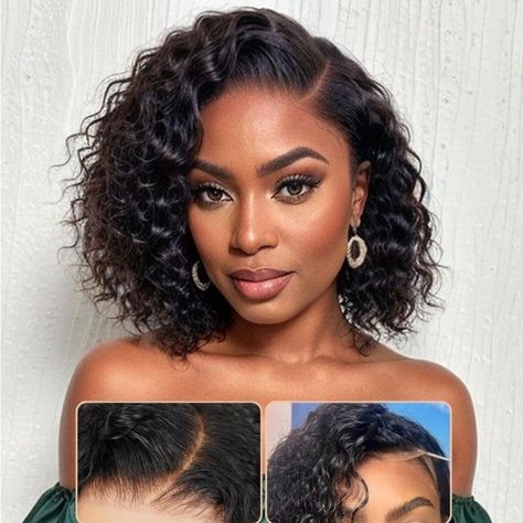 Experience effortless beauty with Sunber's Water Wave Lace Frontal Wig. Designed with the versatile 13x4 pre-cut frontal, this wig offers a natural-looking hairline and easy styling. Made with 100% human hair, the wig is glueless and pre-styled, perfect for achieving a short bob look without any hassle. ※Item: Water Wave 13x4 Pre Everything Lace Frontal Glueless Pre Cut Put On And Go Human Hair Short Bob Wig※Hair Material: 100% Virgin Human Hair Lace Wig, No Chemical※Hair Texture: Water Wave Human Hair※Wig Density:150% Density ※Hair Color: Black Color※Hair Features: Top Grade, Very Soft, Healthy, Thick, Medium Luster, True To Length, Pre Plucked Hairline※Hair Length: 10-12inches※Lace Size: 13x4 Pre-Cut Lace, Invisible Lace Color, Melt Lace Color.※Cap Size: 22"-22.5" Average Size※Features: Water Wave Bob, Invisible Lace, Short Bob Wigs, Water Waves, Human Hair Lace Wigs, Short Bob, Hair Color For Black Hair, Short Bob Hairstyles, Lace Frontal