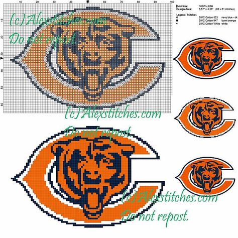 Chicago Bears national football league (NFL) cross stitch pattern 100x65 3 colors Football Cross, Nfl Bears, Chicago Bears Logo, Free Cross Stitch Patterns, Tapestry Crochet Patterns, Cross Stitch Bookmarks, Cat Cross Stitch, Counted Cross Stitch Kits, Cross Stitch Patterns Free