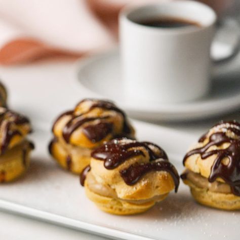 Cream Puffs with Espresso Pastry Cream Recipe | Sur La Table Espresso Pastry Cream, Olive Cheese Bread, Coffee Cake Breakfast, Holiday Bakes, Breads Bakery, Breakfast Coffee Cake, Pastry Cream Recipe, Espresso And Cream, Cake Breakfast