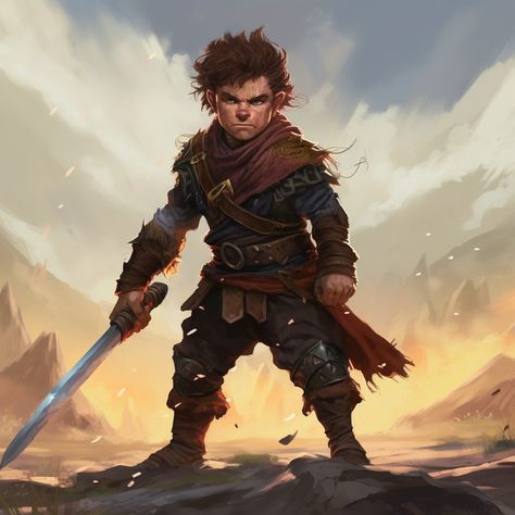 Halfing Character Art, Dnd Halfling Character Art, Halfling Rogue Male, Halfling Character Art Male, Dnd Halfling Male, Hobbit Concept Art, Lightfoot Halfling, Halfling Rpg, Halfling Paladin