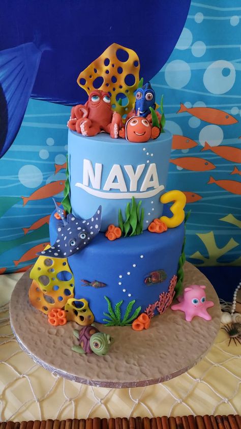 Finding Nemo birthday cake Nemo Cakes Birthday, Nemo Themed 1st Birthday Party, Finding Nemo 1st Birthday Cake, Finding Nemo Birthday Cake Ideas, Finding Nemo 1st Birthday Boy, Finding Nemo 3rd Birthday Party, Nemo Birthday Party Cake, Nemo And Dory Birthday Party Ideas, Finding Nemo Cakes