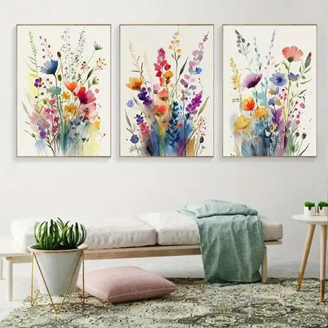 Abstract Watercolor Flower, Retro Kunst, Hal Decor, Hanging Paintings, Cat Air, Mural Floral, Watercolor Flowers Paintings, Fashion Wall Art, Home Decor Paintings