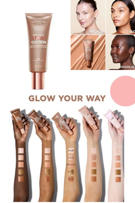 L'Oreal Paris Makeup True Match Lumi Glotion, Natural Glow Enhancer, Illuminator Highlighter Skin Tint, for an All Day Radiant Glow, Medium, 1.35 Ounces.  List Price:	$16.99 Details Noe the Price is : $7.99 You Save:	$9.00 (53%) True Match Lumi Glotion, Lumi Glotion, Bronzing Drops, Paris Makeup, Skin Tint, Makeup Mistakes, No Foundation Makeup, L Oreal, Natural Glow