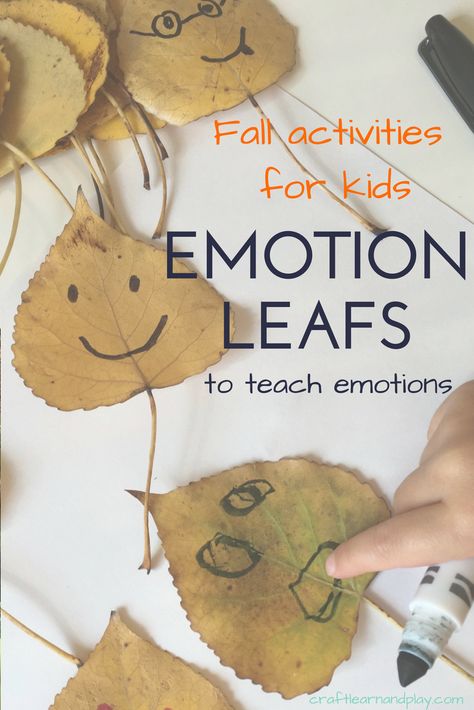 Fall leaf activities for young kids, toddlers and preschoolers. Easy kids craft with drawing emotion faces on a leafs. Click for more ideas. #kidscrafts #fall #activities #feelings #learning #emotions Social Studies Activity For Preschoolers, Emotions Language Activities Preschool, Emotion Experiment For Kids, Activities On Emotions For Preschoolers, Physical Health Activities For Preschool, Are You Okay Day Activities For Kids, Emotions Preschool Activities Crafts, Social Emotional Learning Activities Preschoolers, Mental Health Activities For Preschool