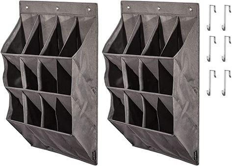 Amazon.com: STORAGE MANIAC 12-Pocket Over The Door Hanging Organizer, Large Pocket Hanging Shelf, Grey, 2-Pack: Home & Kitchen Wall Hanging Shoe Rack, Door Hanging Organizer, Headphone Organizer, Hanging Shoe Rack, Headphone Storage, Hanging Shoe Organizer, Camper Storage, Door Shoe Organizer, Shoe Storage Rack