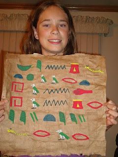 Journeying with Joy: Making Paper from "Papyrus" and Painting Hieroglyphics Papyrus Paper Art, Egyptian Hieroglyphics Art, Ancient Egypt Unit Study, Ancient Egypt Unit, Papyrus Paper, Egypt Project, Unit Studies Homeschool, Country Studies, Paper Art Projects