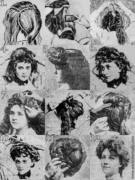 5 Ways To Make An Edwardian Gibson Girl Updo - Sew Historically 1901 Hairstyles, Edwardian Pompadour, 1900s Hair, 1900s Hairstyles, Girl Updo, Silent Sky, Hair Movie, Girls Updo, Pompadour Style