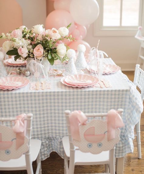 Babydoll Brunch Birthday, Dolly And Me Birthday Party, Baby Doll Brunch Birthday, Pink Gingham Baby Shower Ideas, Southern Birthday Party, Pink Gingham Party, Pink Farm Party, Dolly Party, Anna Wilson