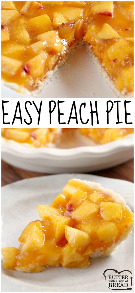 Peach Cobbler Easy Canned, Simple Pie Crust, Peaches Dessert, Easy Peach Pie, Peach Jello, Simple Pie, Fresh Peach Pie, Pie Fillings, Peach Pie Recipes