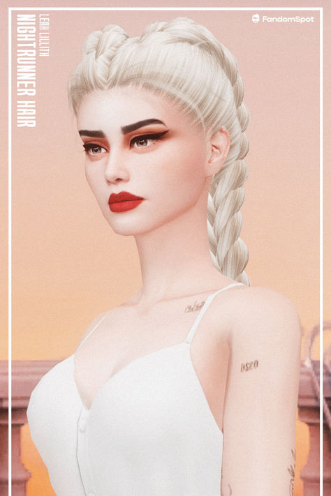 Braids hairdo in alpha CC style for your female sims Sims 4 Dutch Braids, Hair Ts4, Female Sims, Basic Hairstyles, Alpha Cc, Dutch Braids, Single Braid, Braided Hairdo, Luscious Hair