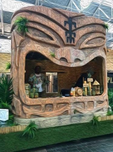 Mirror Panelling Wall, Tikki Bar, Beer Garden Ideas, Tiki Restaurant, Outdoor Tiki Bar, Mocktail Bar, Bar Hire, Tiki Bar Decor, Tiki Decor