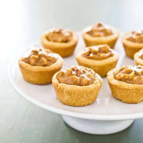 Cashew-Caramel Tassies | America's Test Kitchen Mini Muffin Pan Recipes, Tassies Recipe, Pecan Tassies, Donut Toppings, Caramel Chocolate Bar, Cookie Toppings, Caramel Tart, Creamy Caramel, America's Test Kitchen Recipes