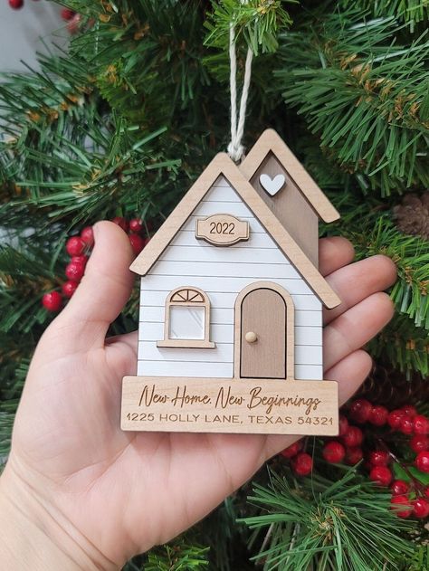 First Home Christmas Ornament, 3d Templates, Real Estate Closing Gifts, Best Housewarming Gifts, Laser Engraved Ideas, Our First Home, First Home Gifts, Realtor Closing Gifts, Closing Gift