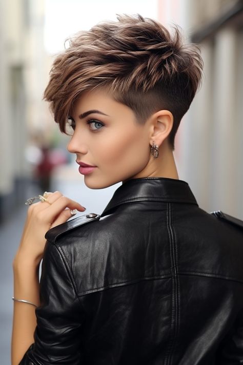 Super Short Pixie Hair, Short Shaved Hairstyle Women, Shaved Pixie Haircut, Haircut Edgy, Shaved Haircut, Haircut Tip, Short Pixie Cuts, Undercut Women, Short Hair Pixie Cuts