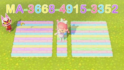 Animal Crossing Plank Path, Pastel Animal Crossing Island, Pastel Path Acnh, Animal Crossing Pastel Design, Acnh Pastel Path Codes, Acnh Pastel Island, Acnh Pastel Kidcore Codes, Pastel Kidcore, Pastel Pattern