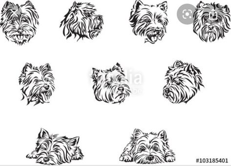 Pet Portrait Tattoos, Terrier Tattoo, West Terrier, Portrait Tattoos, Tatoo Inspiration, Pencil Drawings Of Animals, Different Artists, Hand Tattoos For Women, Westie Dogs