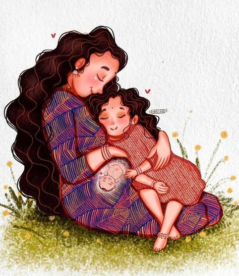 Motherhood Illustration, Illustration Magazine, Black Baby Art, Mother Daughter Bonding, 8 Martie, Baby Art Projects, Family Drawing, Mom Art, Family Illustration