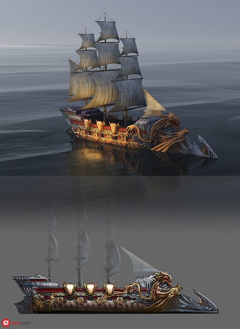 ArtStation - Dragons of the Sea Dragon Ship Art, Fantasy Warship, Fantasy Sailing Ship, Battleship Concept Art, Fantasy Boat, Fantasy Ship, Fantasy Pirate, Fantasy Ships, Steampunk Ship