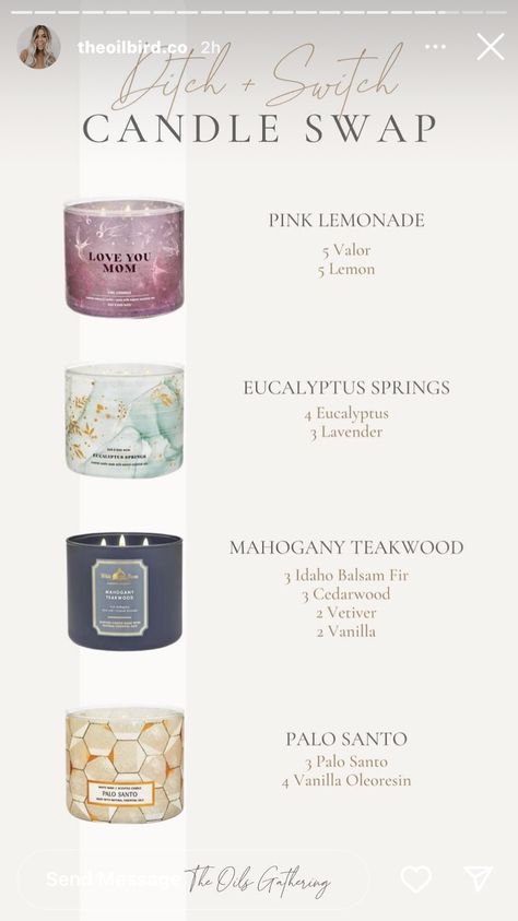 Bath And Body Works Candles Diy, Fragrance Oil Recipes Candle, Best Candle Scent Combinations, Ditch And Switch Candle Guide, Bath And Body Works Candle Recipe, Essential Oils Candles Recipes, Fragrance Blends For Candles, Candle Scent Blends, Candle Scent Recipes Essential Oils