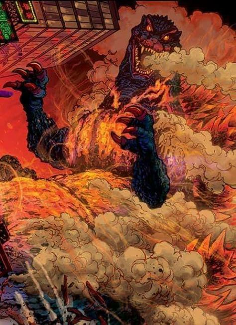 Godzilla 1984 Art, Godzilla Aesthetic, Heisei Godzilla, Kaiju Groupie, Burning Godzilla, Giant Monster Movies, Godzilla Art, Godzilla Comics, Godzilla Wallpaper