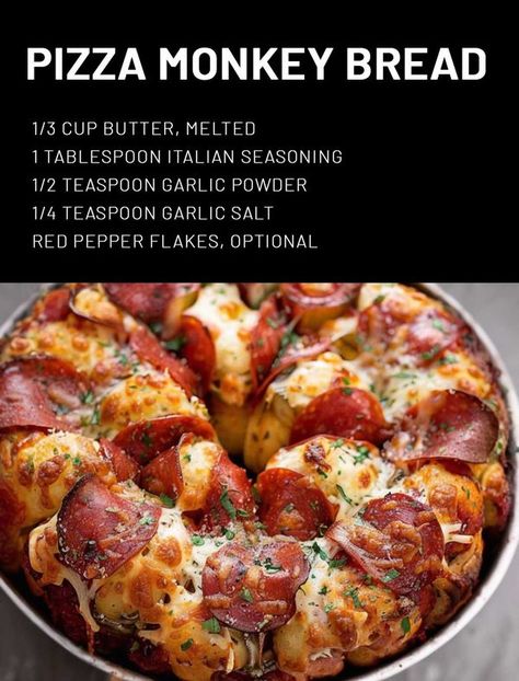 Italian Monkey Bread Recipe, Easy Stuffed Bread Recipes, Pizza Monkey Bread With Canned Biscuits, Creative Food Ideas For Dinner, Monkey Pizza Bread, Pepperoni Monkey Bread, Pizza Monkey Bread Recipe, Pepperoni Pizza Monkey Bread, Pizza Monkey Bread