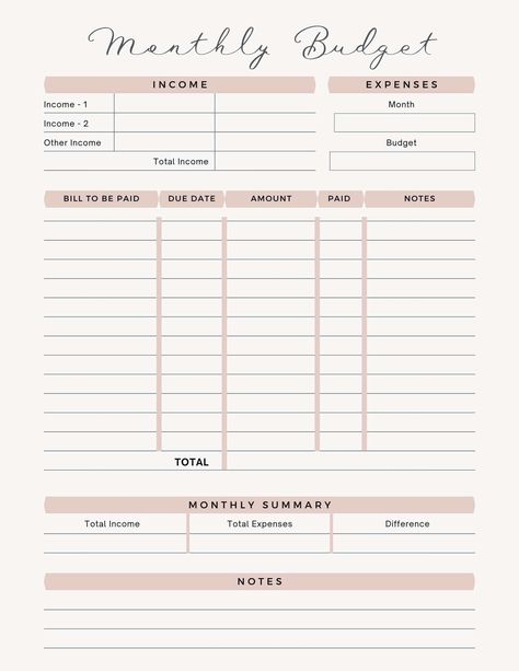 Monthly Budget Template - PDF - Printable Download simpledigitalplanner #goodnotesplanner #productlaunchplannertemplate #diyplanner🍵. Holiday Budget Planner, Financial Budget Planner, Business Binders, Budget Planner Free, Budget Template Free, Weekly Budget Planner, Monthly Budget Printable, Income And Expenses, Planner Writing