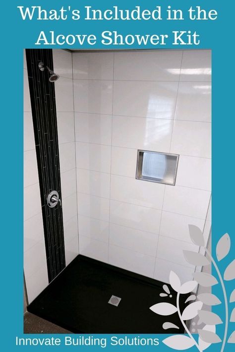 What’s in an alcove shower kit. | Innovate Building Solutions | Shower Kits with Doors | DIY Shower | DIY Shower Remodel #ShowerRemodel #BathroomRemodel #ShowerKit Shower Insert Ideas, Diy Shower Remodel, Waterproof Shower Wall Panels, Walk In Shower Kits, Shower Replacement, Shower Alcove, Bypass Shower Door, Shower Wall Kits, Diy Bathtub