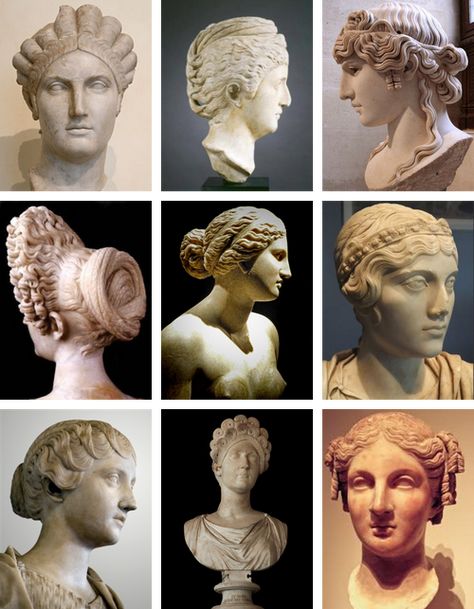 Hairstyles of Ancient Rome "Hairstyle fashion in Rome was ever changing, and particularly in the Roman Imperial Period there were a number of different ways to style hair. Much the same with clothes, there were several hairstyles that were limited to certain people in ancient society. Styles are so distinctive they allow scholars today to create a chronology of Roman portraiture and art; we are able to date pictures of the empresses on coins, or identify busts depending on their hairstyles." Different Ways To Style Hair, Ancient Roman Clothing, Roman Hair, Historical Hairstyles, Roman Hairstyles, Rome Fashion, Women Artist, Ancient Roman Art, Rome Antique