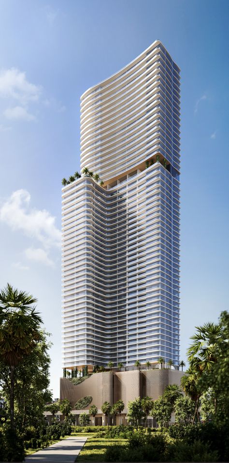 Modern Skyscraper Architecture, Skyscraper Architecture Buildings, Miami Building, Condominium Architecture, Tower Apartment, Condo Building, Modern Skyscrapers, Future Buildings, High Building