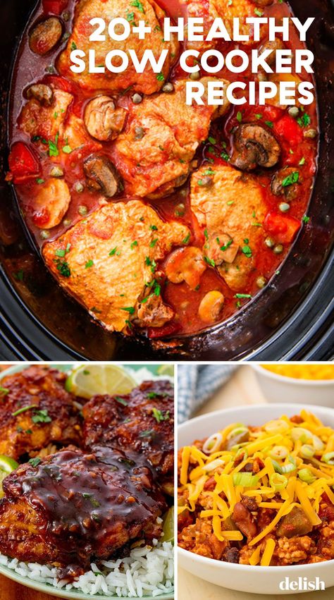 From Soup to Salmon: Slow-Cooker Recipes for a Fast and Healthy DinnerDelish Light Chicken Crockpot Recipes, Winter Crockpot Recipes Healthy, Heart Healthy Crockpot Meals, Light Crockpot Recipes, Crockpot Recipes Healthy, Packable Lunches, Healthy Slow Cooker Recipes, Healthy Breakfast Bowl, Vegan Steak