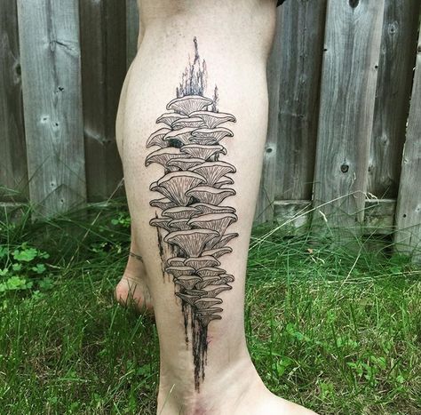 Mushroom Mycelium Tattoo, Fungal Tattoo, The Last Of Us Mushroom Tattoo, Goblincore Tattoo Sleeve, Swamp Tattoo Sleeve, Mushroom Cluster Tattoo, Turkey Tail Mushroom Tattoo, Shelf Mushroom Tattoo, Creepy Nature Tattoo