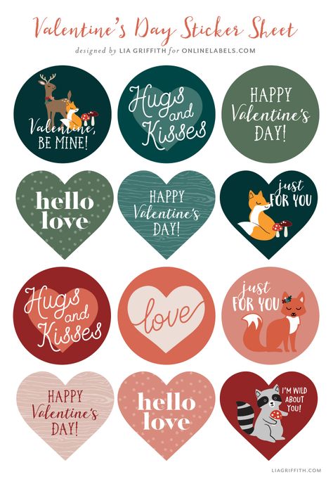 Valentine Stickers uploaded Free Printable Valentine Labels - Lia Griffith Valentine Stickers Free Printables, Valentines Stickers, Valentines Clipart, Keychain Designs, Valentine's Day Treats, Wallpaper Notebook, Book Stickers, Valentine Images, St Valentine