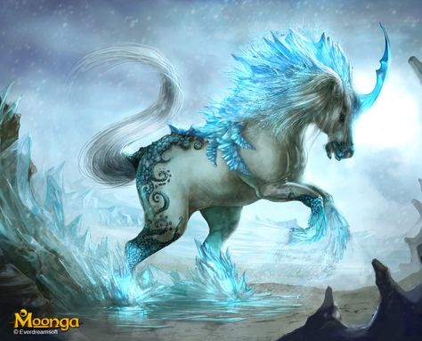 Unicorn | unicorn creator of ice by na v digital art drawings paintings fantasy ... Water, Blue, White