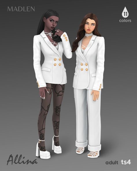 Allina Set | Patreon Sims 4 Cc Bussines Woman, Sims Elegant Cc, Sims 4 Blazer Cc, Sims 4 Outfits Cc Patreon, Sims 4 Elegant Clothes, Chic Sims 4 Cc, The Sims 4 Mods Pants, Madlen Sims 4, Sims 4 Blazer