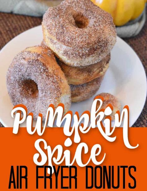 Biscuits In The Air Fryer, Donuts From Scratch, Pumpkin Spice Milkshake, Air Fryer Pumpkin, Air Fryer Donuts, Pumpkin Donuts Recipe, Easy Donut Recipe, Easy Donuts, Pumpkin Spice Donut