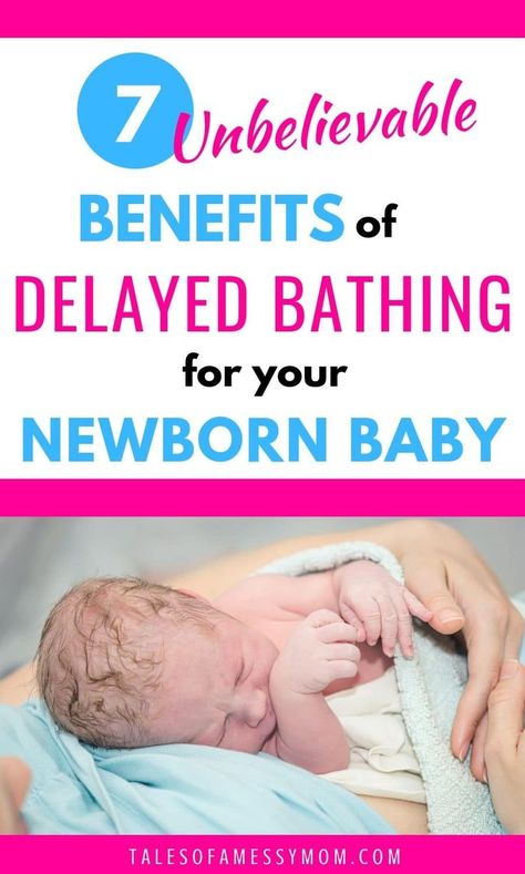 7 benefits to delaying your newborn baby's first bath after birth. Why new moms should skip the hospital bath for their baby and be sure to rub the vernix in. Add this newborn care tip to your birth plan. #babysfirstbath #babybath #newborn #babytips #newmomtips #birthplan #newborncare Holistic Birth, Bath Benefits, Newborn Tips, Newborn Bath, Pumping Moms, Baby Sleep Problems, Natural Parenting, Birth Plan, Baby Care Tips