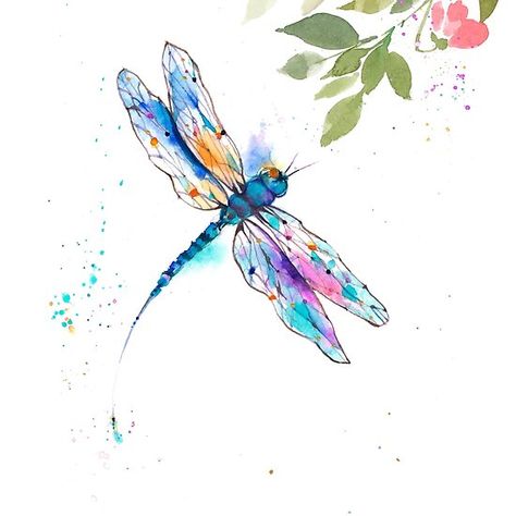 Watercolor Dragonfly Tattoo, Dragonfly Artwork, Dragonfly Drawing, Dragonfly Painting, Dragonfly Tattoo Design, Watercolor Dragonfly, Ipad Snap, Dragonfly Art, Dragonfly Tattoo