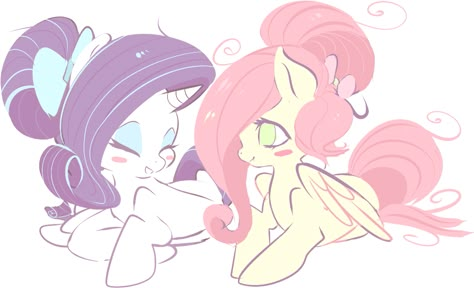 Rarity And Fluttershy Fanart, Rarishy Fanart, Fluttershy X Rarity, Rarity X Fluttershy, Fluttershy And Rarity, Mlp Fan Art, Mlp Art, My Lil Pony, My Little Pony Drawing