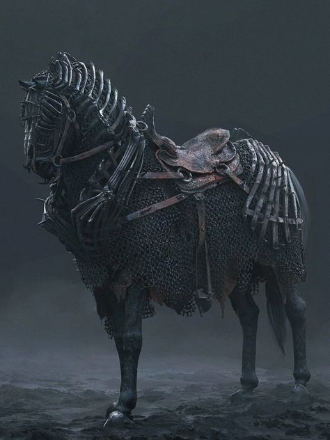 The Witcher Season 3, Medieval Horse, The Witcher Wild Hunt, Horse Armor, Fantasy Horses, Alien Creatures, Wild Hunt, Creature Concept, Dark Horse