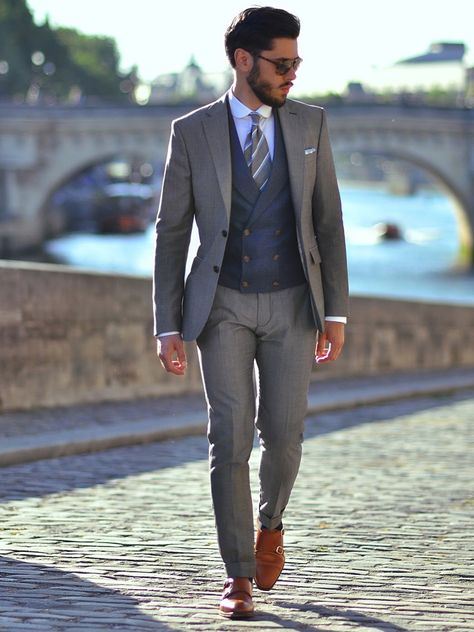 Guide to Men's Cocktail Dress Code | Man of Many Cocktail Dress Code, Cocktail Attire Men, Grey Suit Men, A Man In A Suit, Tailored Fashion, Man In A Suit, Double Breasted Waistcoat, Dress Attire, Cocktail Attire