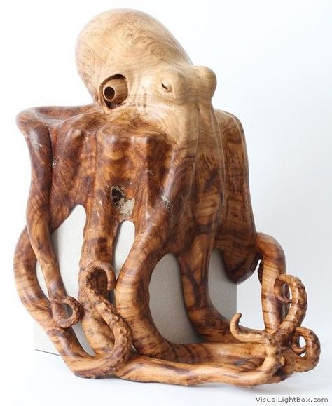 Art Sculpture En Bois, Limestone Block, Octopus Sculpture, Sweet Chestnut, Into The Wood, Octopus Art, Got Wood, Wildlife Artists, Wood Creations