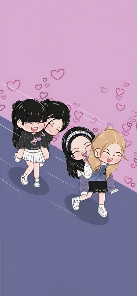 Blackpink In Anime, Blackpink Pink Wallpaper Aesthetic, Cute Wallpapers Blackpink, Blackpink Animated Wallpaper, Blackpink Painting Ideas, Blackpink Anime Cute, Blackpink Cute Drawing, Blackpink Cartoon Wallpaper, Blackpink Chibi Wallpaper