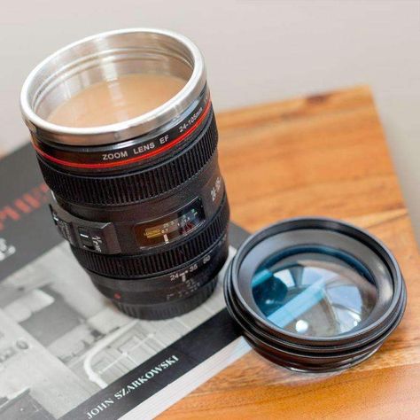 Camera Lens Mug, Camera Mug, Camera Lenses Canon, Dslr Lens, Coffee Thermos, Stainless Steel Thermos, Tactical Flashlight, Desk Top, Canon Camera