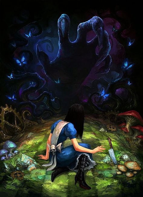 My Mad Wonderland Alice In Wonderland Dark, Evil Alice, The Hunting Party, American Mcgee’s Alice, Alice In Wonderland Artwork, Dark Alice In Wonderland, Dubai Video, Wonderland Artwork, Alice In Wonderland Aesthetic