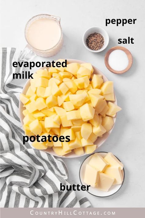 Mashed Potatoes With Evaporated Milk, Make Evaporated Milk, Easy Mashed Potatoes Recipe, French Mashed Potatoes, Crock Pot Mashed Potatoes, Pumpkin And Feta Salad, Roast And Gravy, Cottage Cheese Dinner, Crockpot Mashed Potatoes