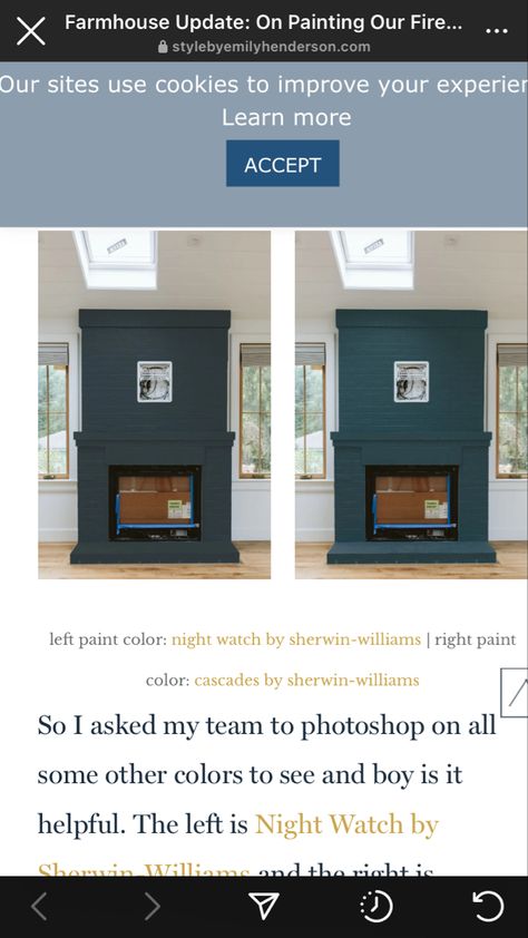 Night Watch Sherwin Williams, Sherwin Williams Night Watch, Night Watch, Nights Watch, Sherwin Williams, Paint Colors, Improve Yourself, Decor Ideas, Fireplace