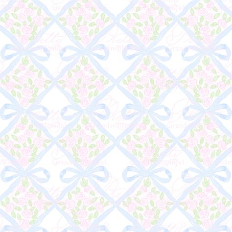 Pink And Blue Floral Background, Periwinkle And Pink, Blue And Pink, College House Decor, Scrapbook Background, Preppy Wallpaper, Clipart Design, Pink Design, Blue Ribbon